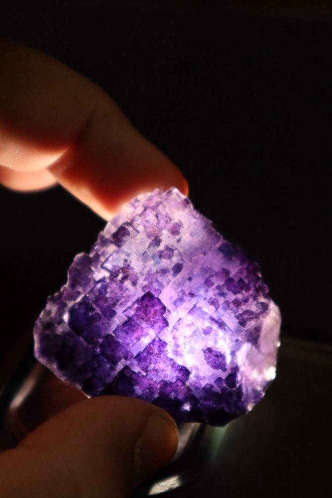 Natural Purple Cubic Fluorite Crystal Mineral Specimen