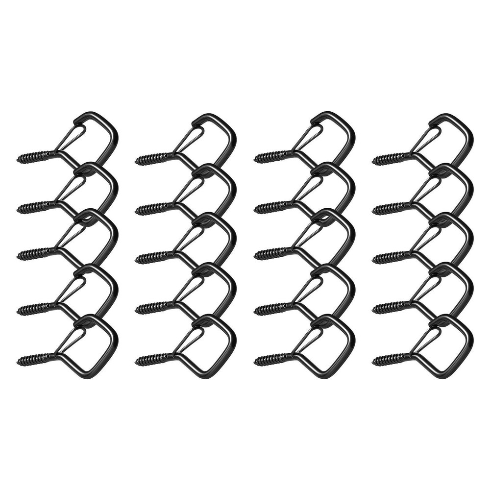 20 Pack Outdoor String Light Hooks Heavy Duty Screw-in Q Hangers Black
