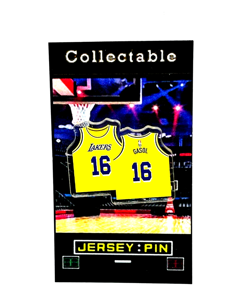 Los Angeles Lakers Pau Gasol jersey lapel pin-RETRO Collectable-FREE SHIP