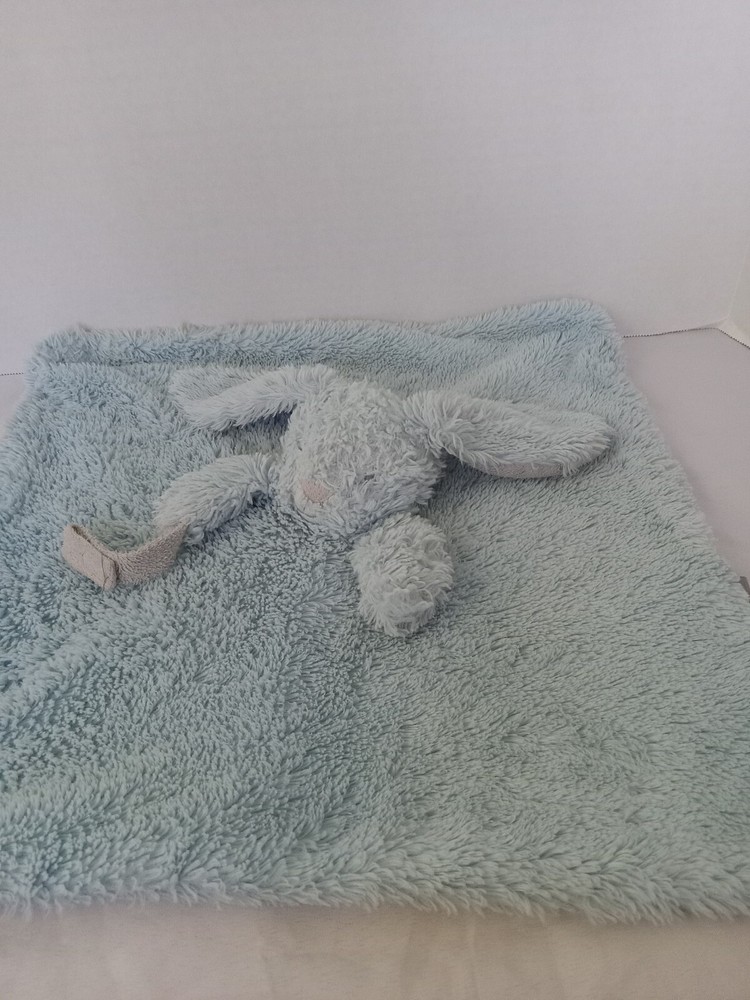 Bunny Plush Blue Lovey with Pacifier Strap Blankets and Beyond 16