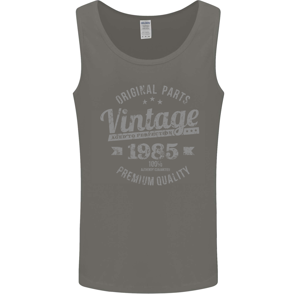 Vintage Year 40th Birthday 1985 Mens Vest Tank Top Charcoal