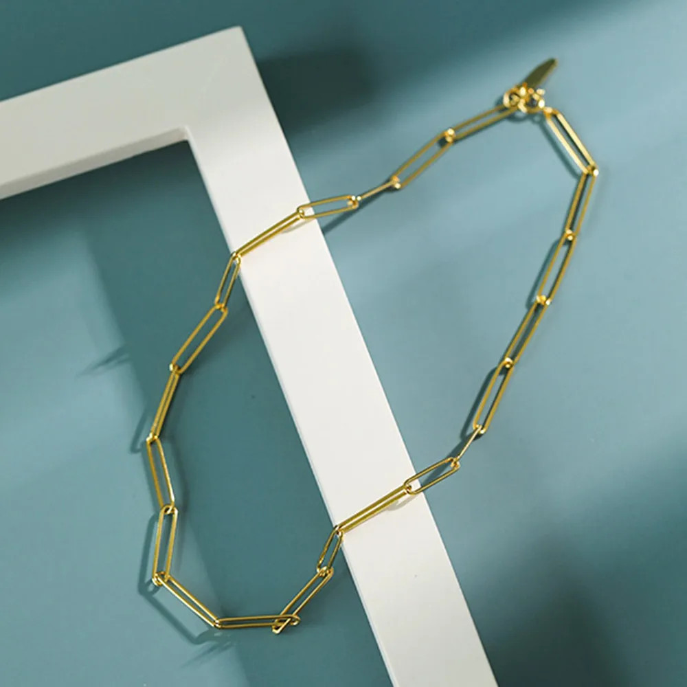 Silver Gold Geometric Chain Choker Square Necklace Adjustable   Rock 40cm  Jewe