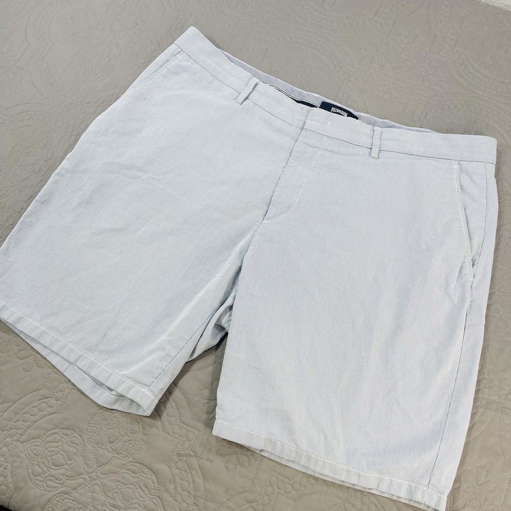 Vilebrequin Seersucker Shorts Mens 40 Pin Stripe Blue White Casual Chino Cotton