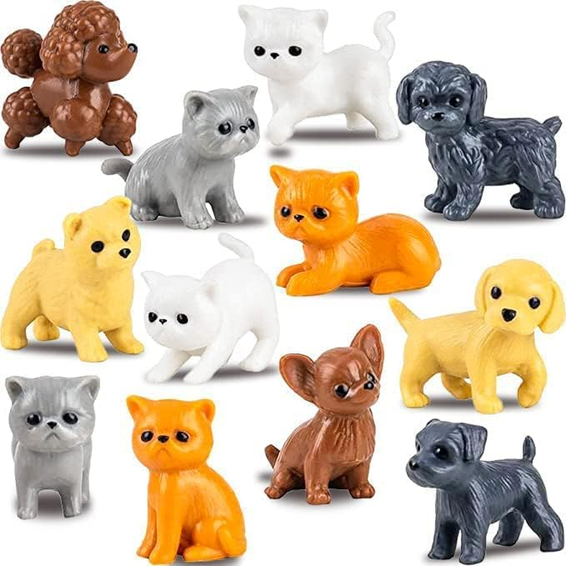 Tiny Dog and Cat Figurines for Kids - Small Animals Toys in Bulk - Little Pet To