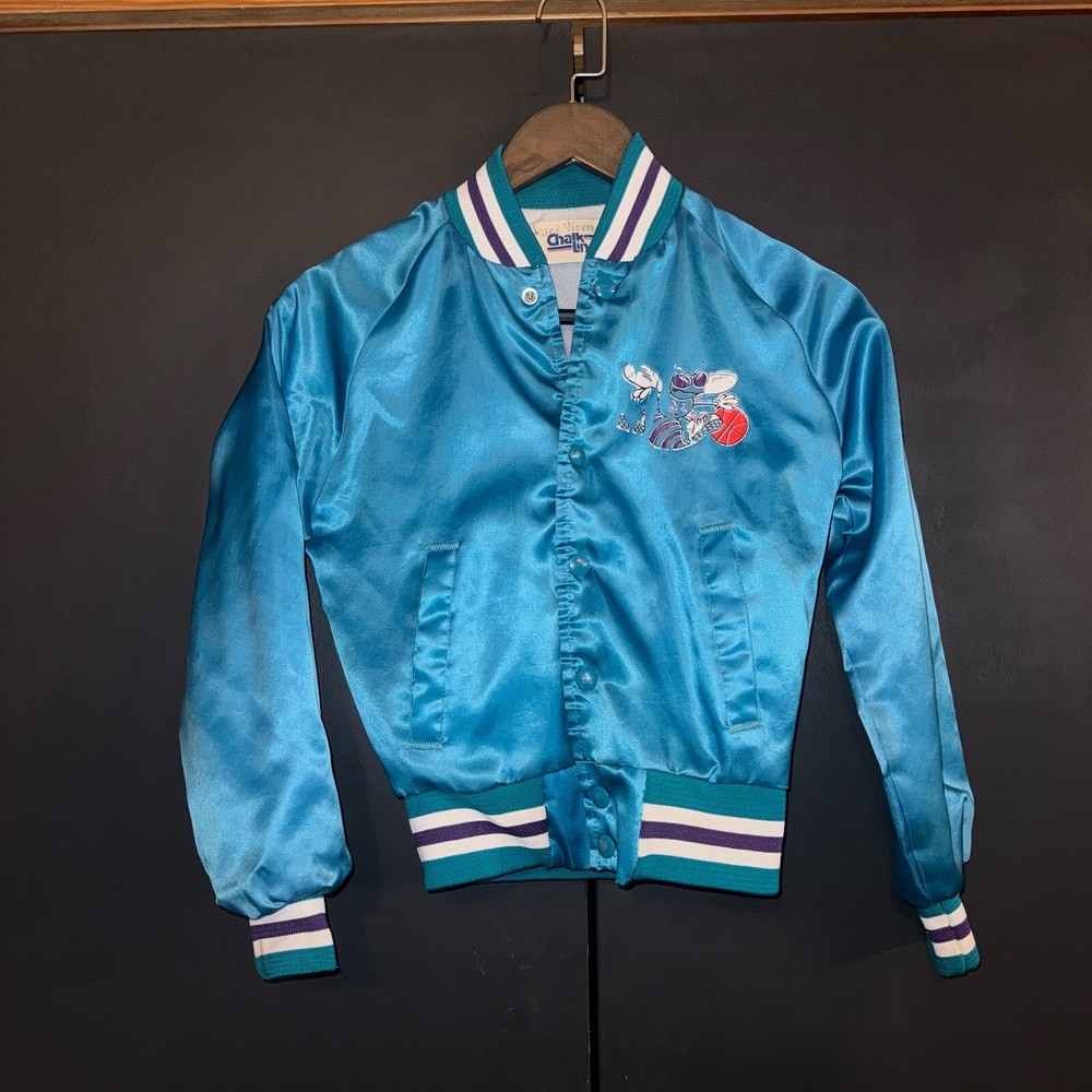 Charlotte Hornets Chalk line Satin Jacket Boys Youth 10-12 LRG Spellout 80s 90s