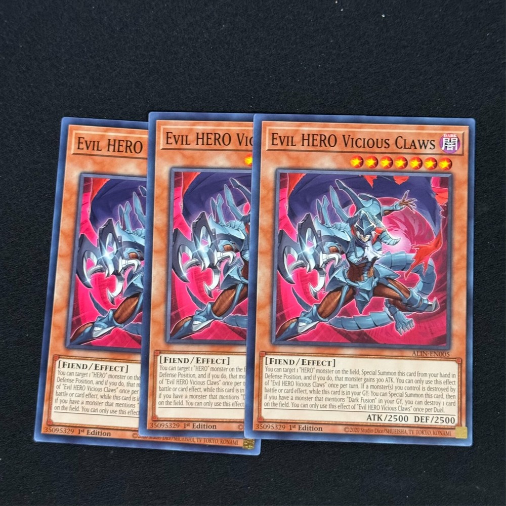 3x Evil HERO Vicious Claws ALIN-EN005 Common Yu-Gi-Oh Card