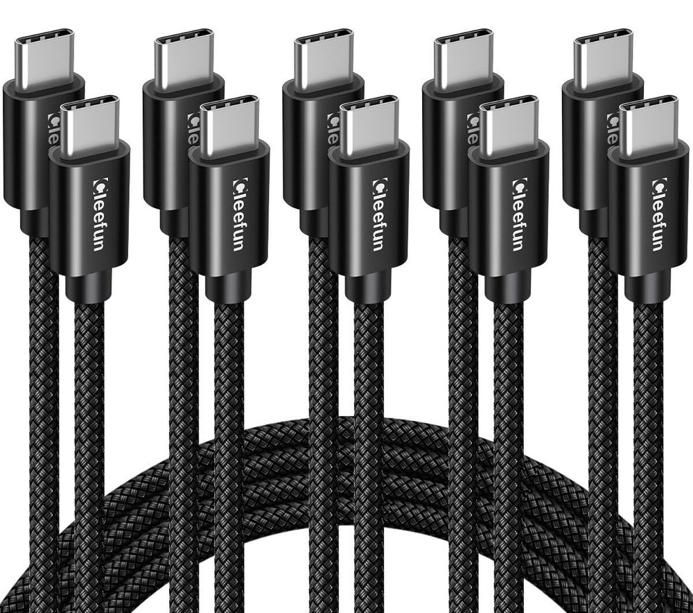 CLEEFUN 5-Pack USB C to USB C Cable 6ft 60W USBC to USBC Cable Type C to Type...