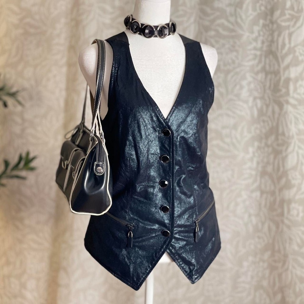NWOT Royal Underground Rare Leather & Lace Biker Vest Punk Goth Vampire Size XS