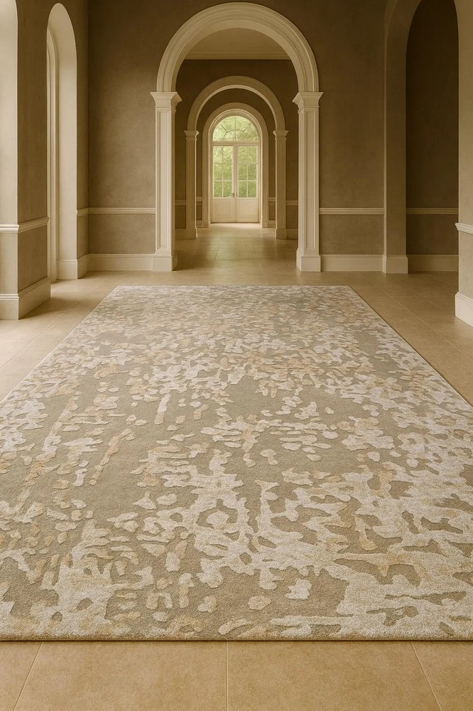 Hand-Tufted Wool + Viscose Rug – Neutral Beige Artistic Texture for  Living Room