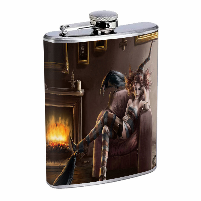 Hot Anime Witches D9 Flask 8oz Stainless Steel Hip Drinking Whiskey