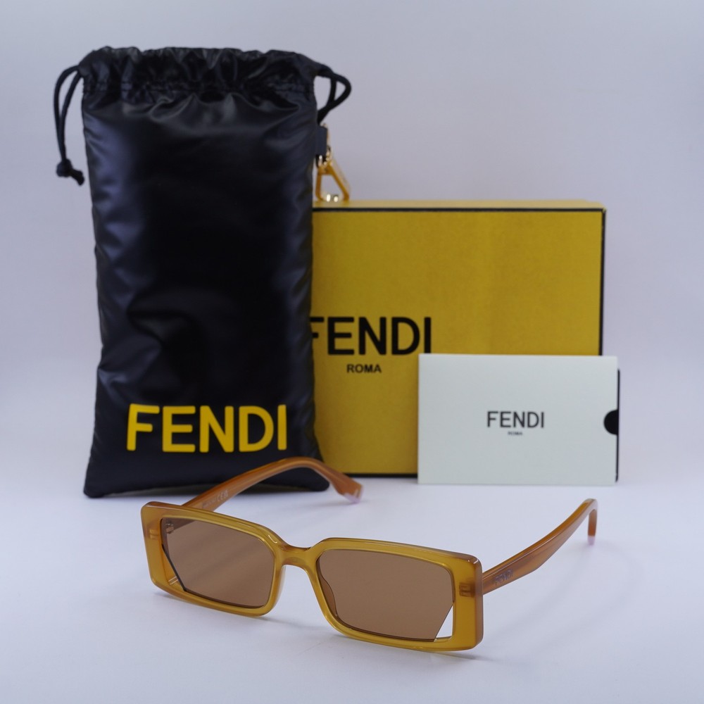 Fendi FE40164I 44J Shiny Orange/Brown 53-16-145 Sunglasses New Authentic