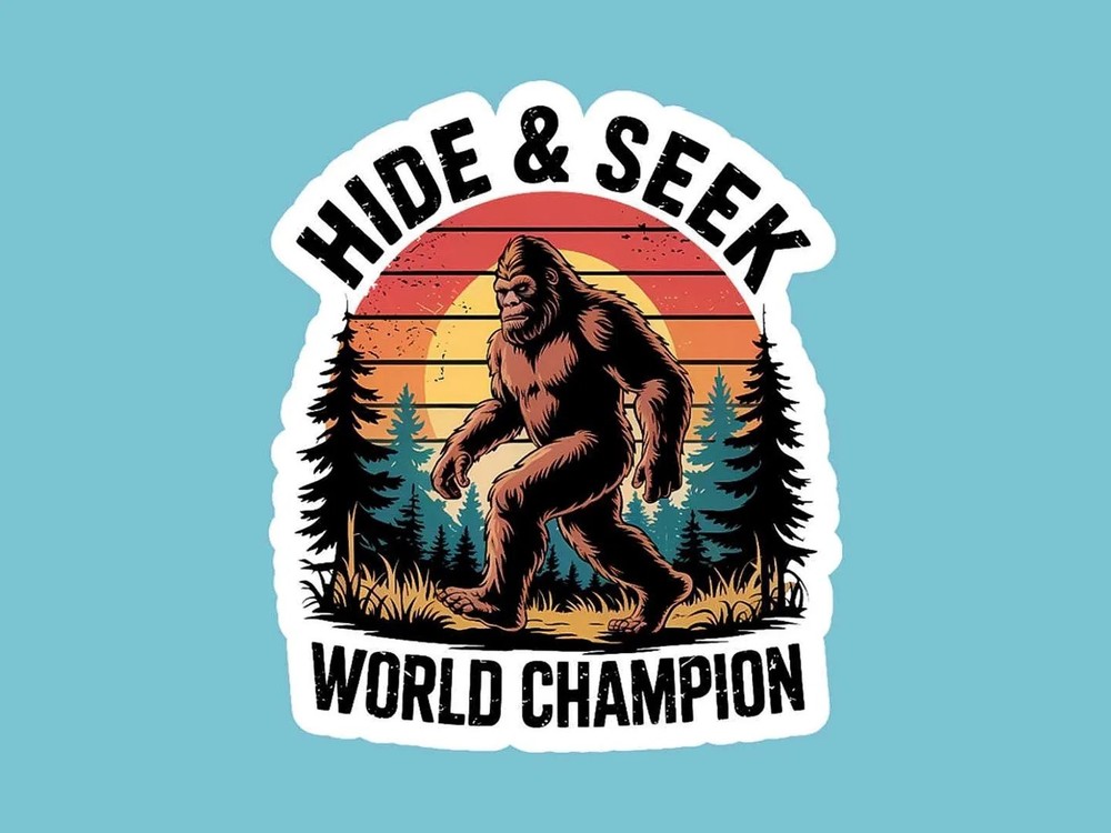 Bigfoot Hide and Seek Champion Sticker - Sasquatch Lover Gift