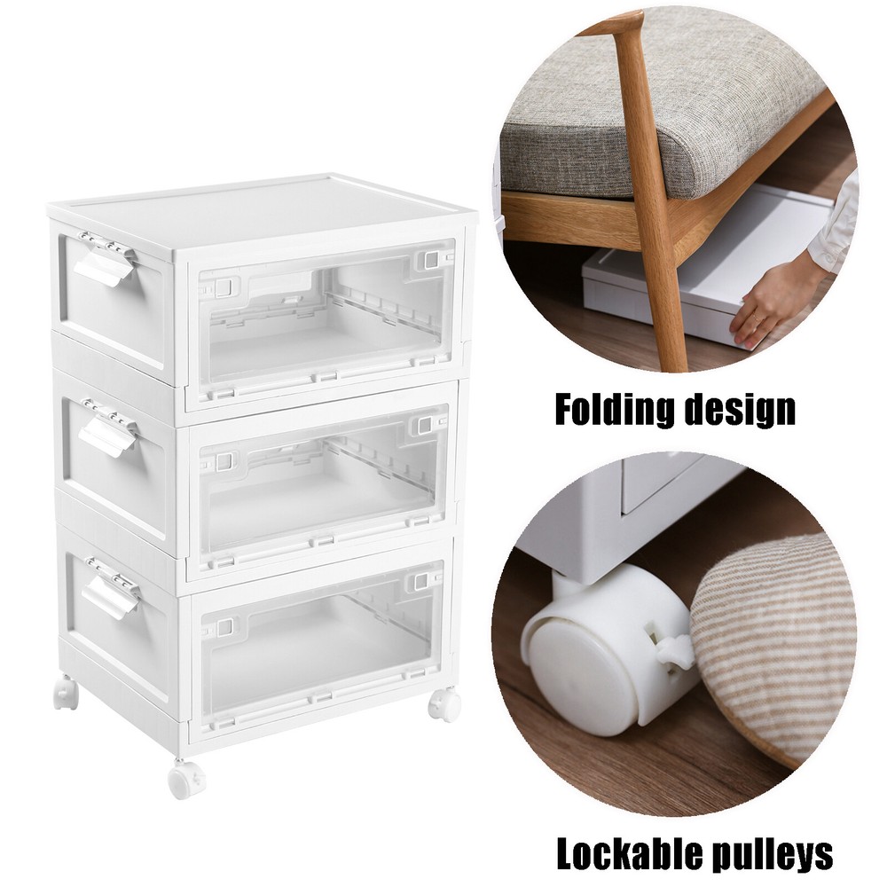 3-Tier Stackable Plastic Storage Bins with Lids - Organizer Box Containers US