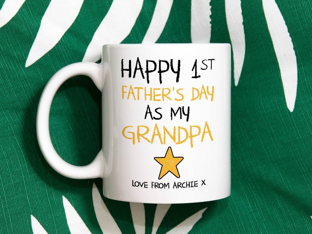 Personalized Happy 1st Fathers Day As My Grandpa Mug Baby Showers Gifts New