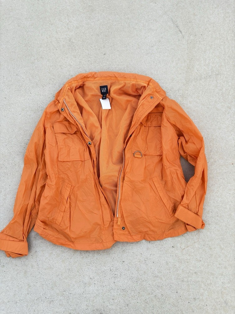 Gap Orange XL Women’s  Windbreaker Jacket Full Zip Hooded Mesh Lined