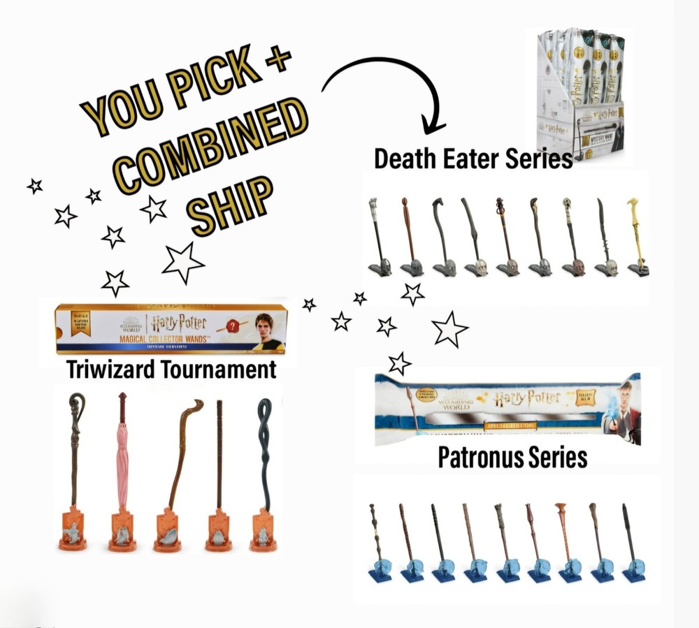 Noble Collection Harry Potter Mystery Wand Set – Triwizard Death Eaters Patronus