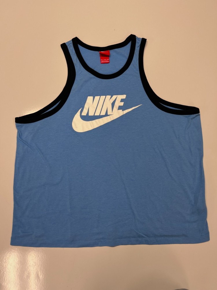 Nike Ace logo Red Label Blue Tank Top Mens size XL Athletic Cut swoosh grap
