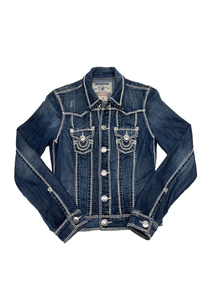 Vintage True Religion Denim Jacket Women’s Size XS Distressed
