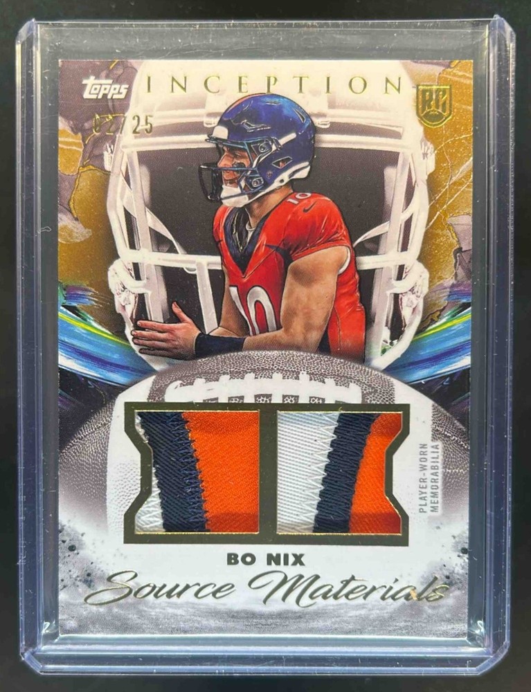 2024 Topps Inception Bo Nix Source Patch Gold Rookie RC #2/25 Broncos