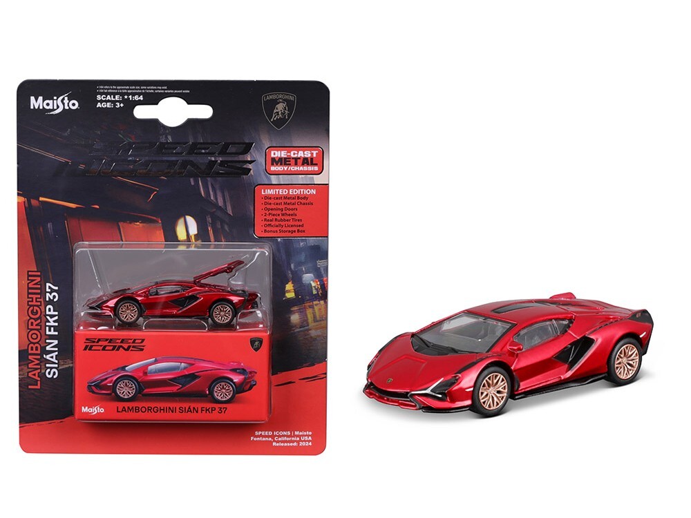 LAMBORGHINI SIAN FKP 37 RED 1/64 DIECAST MODEL CAR BY MAISTO 15700-24F-RD