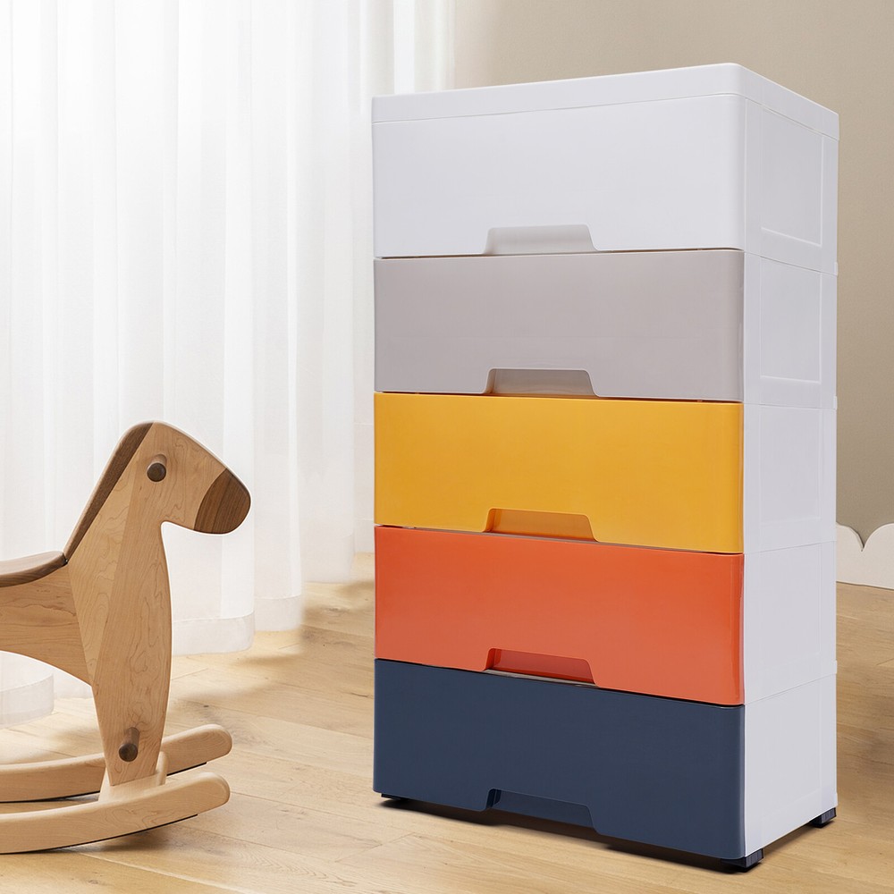 Modern 5-Drawer Tall Dresser for Bedroom Clothes Storage Cabinet  