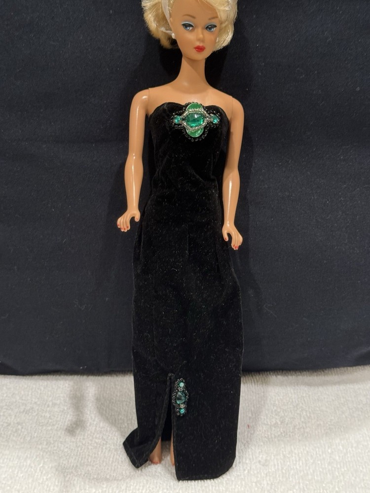 Vtg Barbie Clone Gown long Bling Dress Evening Strapless velvet like No Doll