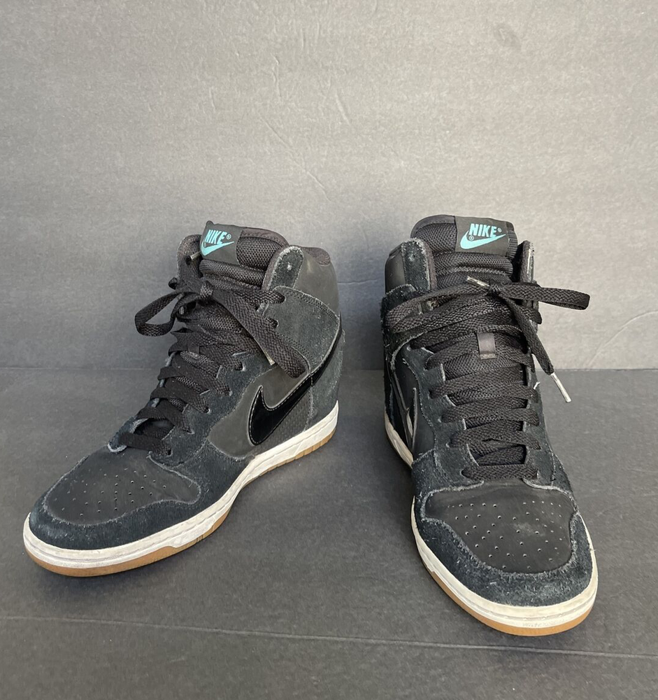Nike Dunk Sky Hi Essential Women Size 9 Black Hidden Wedge Shoes 644877-011