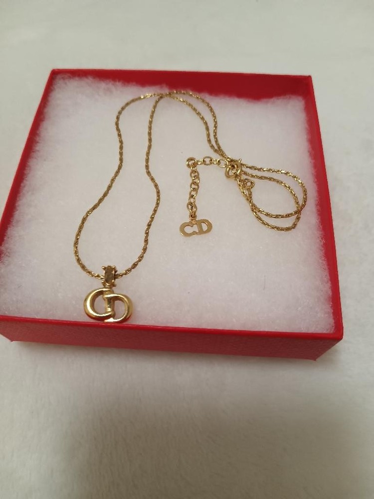 Authentic Christian Dior CD Rope Circle Pendant Necklace