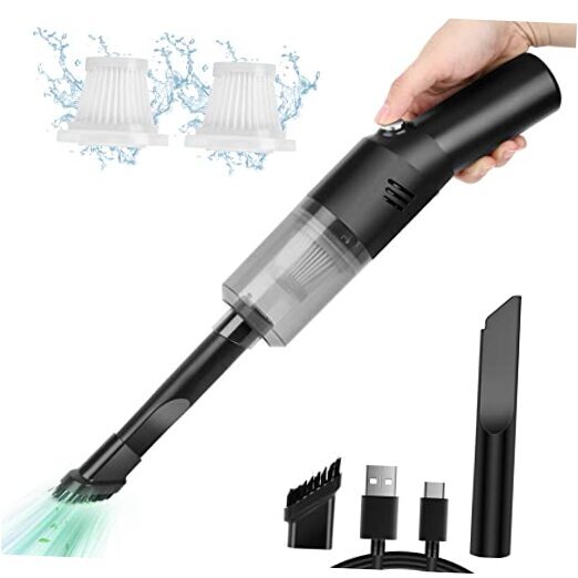 Cordless Mini Car Vacuum 400g High Power Handheld Black Portable