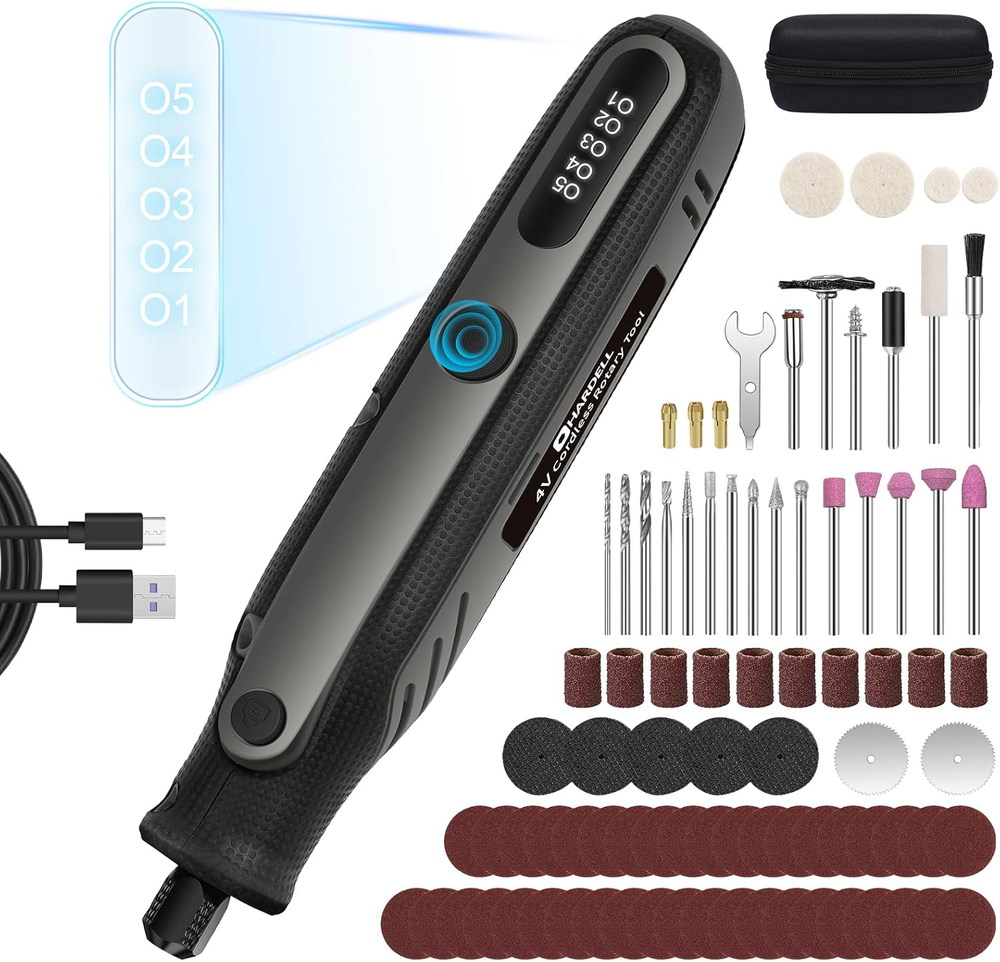 Mini Cordless Rotary Tool 4V, 5-Speed Rotary Tool Kit with 69 Accessories, Power