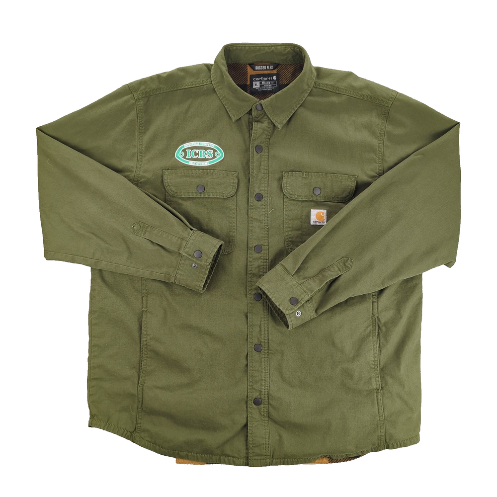 Carhartt Mens XL Green Rugged Flex Flannel Lined Shirt Jacket TJ5419 Workwear