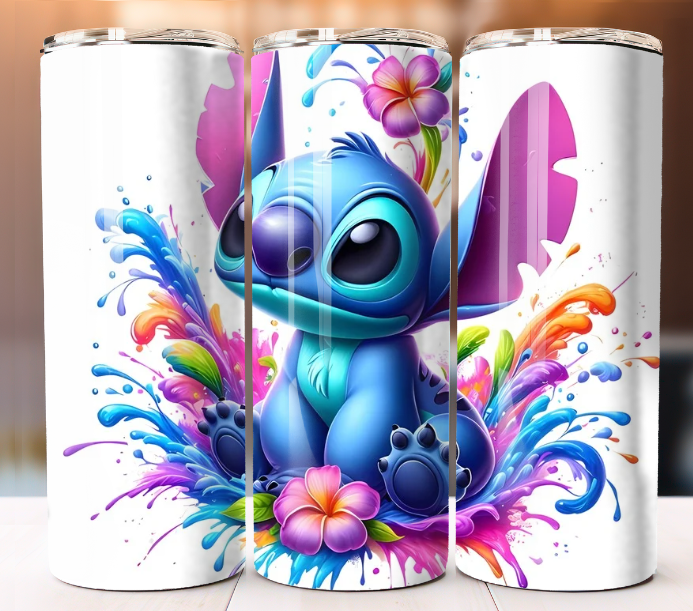 Stitch Tumbler 20oz Mug Cup w/ Lid Straw Stainless