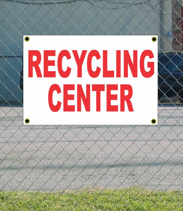 2x3 Red & White Recycling Center Banner Sign | Discount Size & Price | Free Shipping
