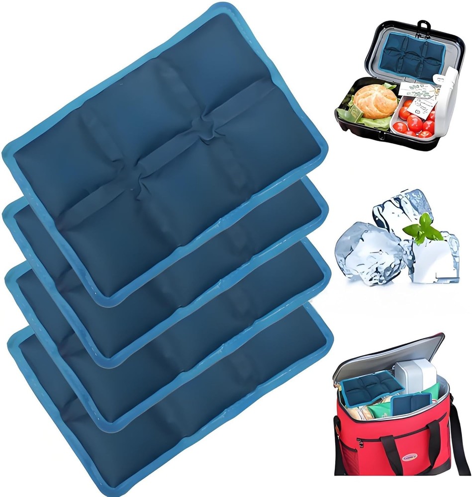 4pcs Ice Packs for Lunch Boxes & Coolers - Reusable,Lightweight Cooler Blue