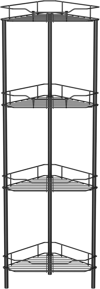 4 Tier Floor Standing Corner Shower Caddy Organizer Shelf with Hooks, Bathroom S