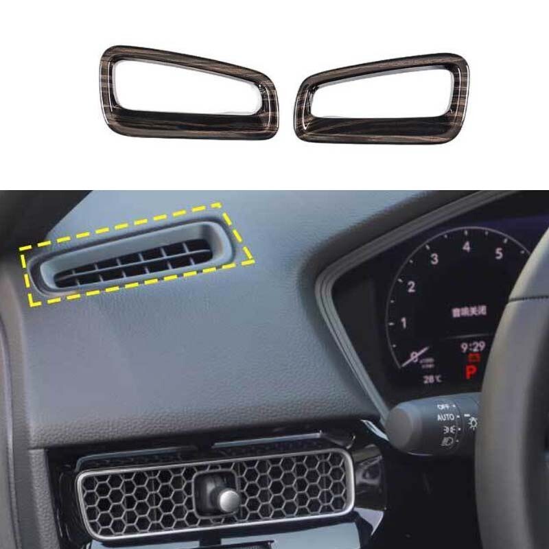 Dashboard Upper Air Outlet Vent For Honda Civic Gloss Wood Grain Trim 2022-2023