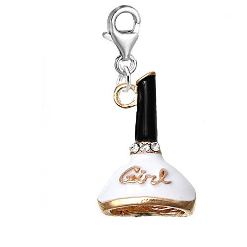 Girl Nail Polish Bottle Charm Pendant for European Charm Jewelry w/ Lobster Clas