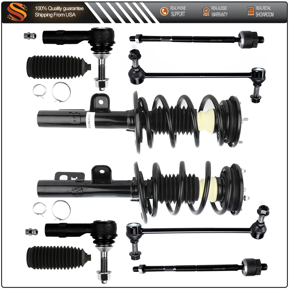 2010-2012 Ford Flex Front Struts with Coil Spring & Sway Bar Tie Rod Boot Kit