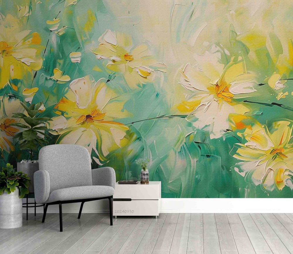 3D Flowers Plants Oil Painting Wall Murals Wallpaper Murals Wall Sticker 44