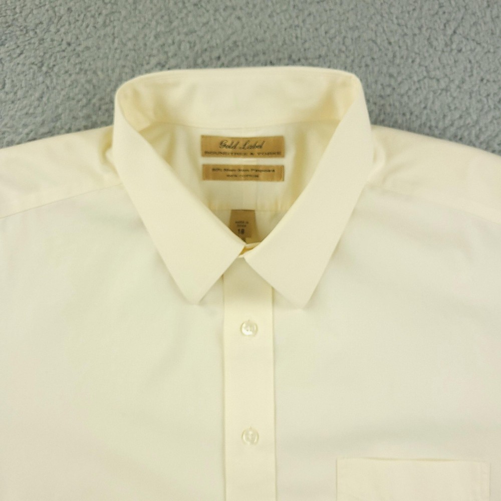 Roundtree & Yorke Shirt Mens 18 White Short Sleeve Gold Label Non Iron Cotton