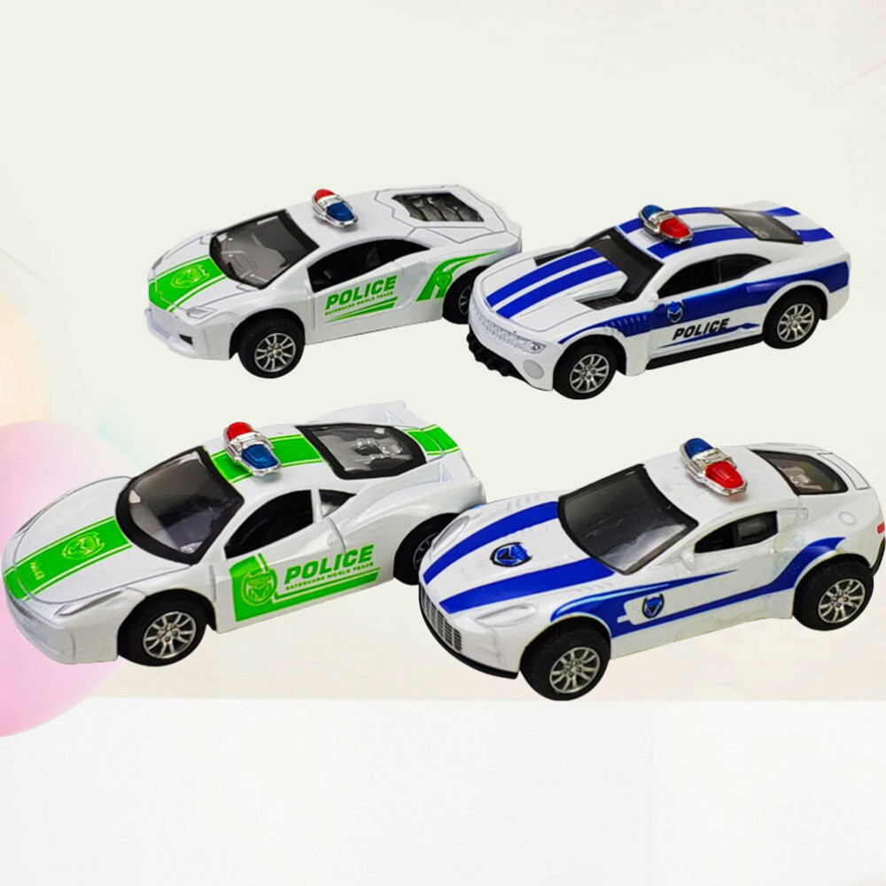 4pcs Simulation Pull Back Police Car Mini Police Car Model Toy for Kids Children