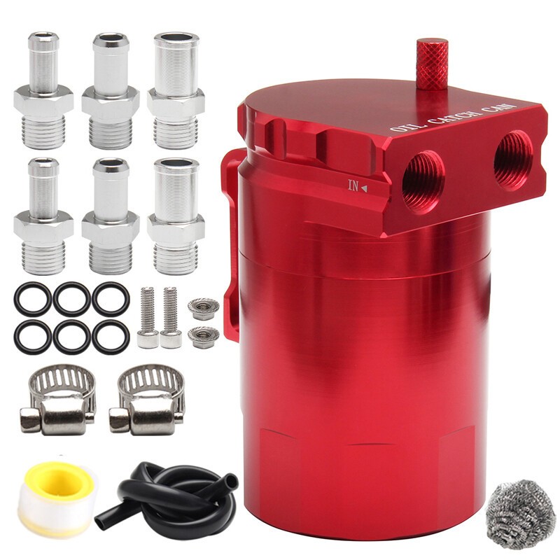 Oil Catch Can Kit Reservoir Baffled Tank with Breather Filter Universal Aluminum