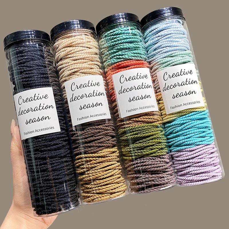 100pcs Elastic Hair Bands – Solid Color Scrunchies Hair Ties for Women Ponytail