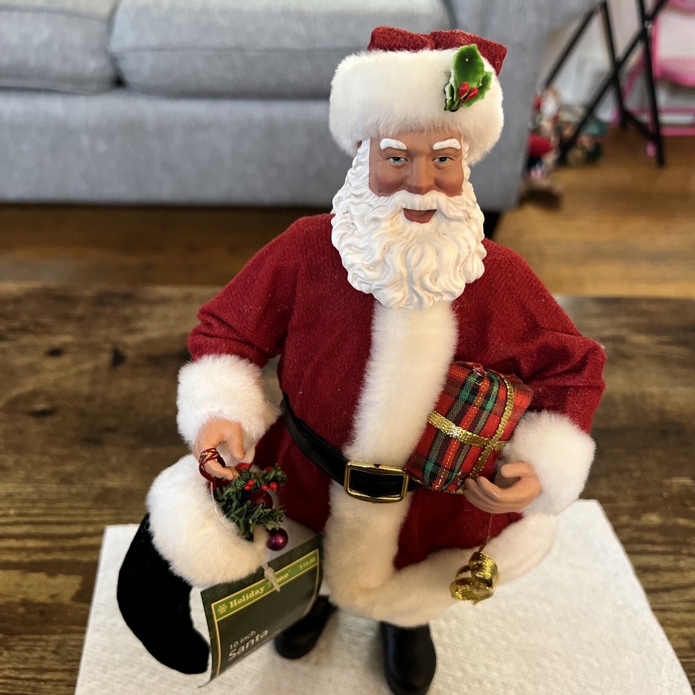 Holiday Time 10-Inch Santa Claus Figurine Papa Noel Christmas Decoration