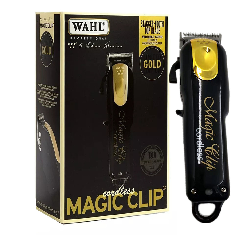 Wahl 5 Star 8148-100 Professional Edition Gold Cordless Magic Clip Black New