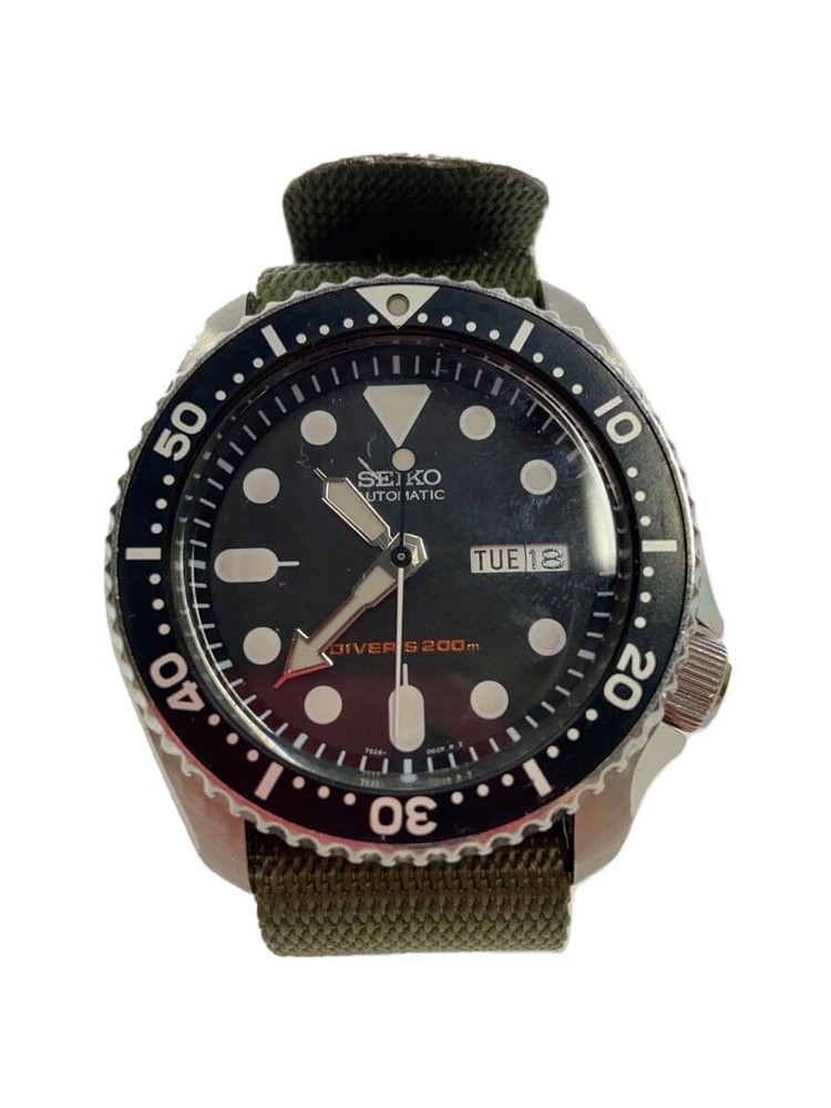 SEIKO 7S26 Automatic Watch Black Green Dial Mechanical Movement