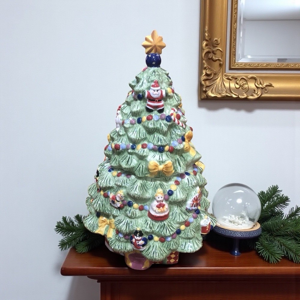 Christopher Radko Holiday Celebrations Lg Christmas Tree Cookie Jar Centerpiece