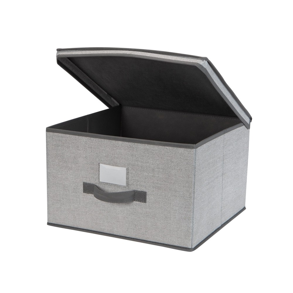 Simplify Jumbo Lidded Fabric Storage Box in Heather Grey, Stackable,New