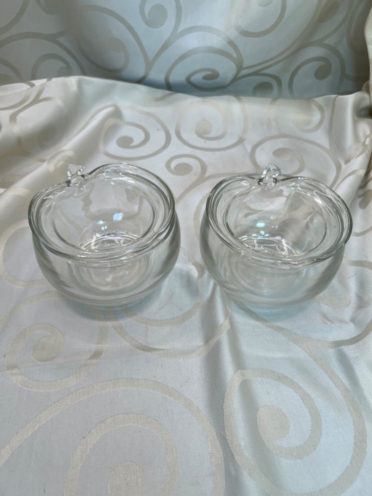 Vintage Hazel Atlas Orchard Shrimp Cocktail Caviar Double Bowl Set - 2 Pieces