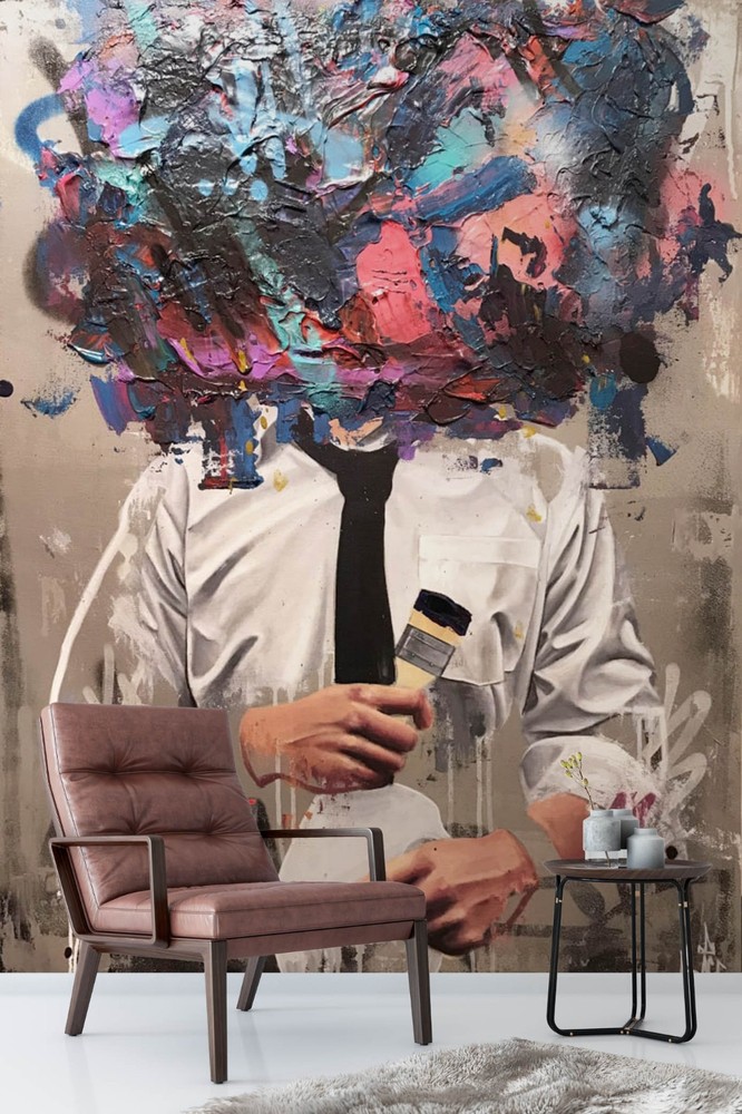 3D Abstract Oil Painting Man Graffiti Wall Murals Wallpaper Murals Wall Sticker